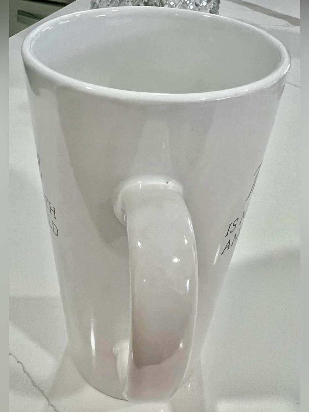 Inspirational Coffee Mug – White Ceramic Latte Cup – Psalm 28:7 - Picture 5 of 9